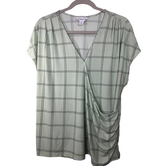 Liz Claiborne Faux Wrap Top Womens X-Large Short Sleeves Mint Green Office Work‎ - Picture 3 of 10